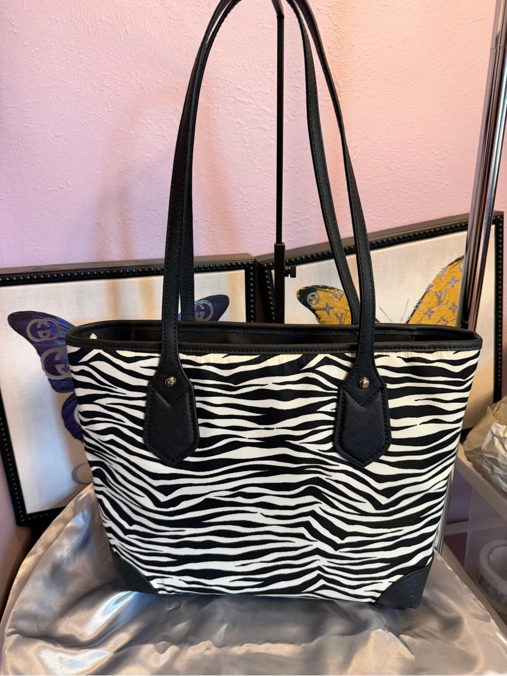 Michael Kors Black & White Zebra Print Tote Bag NWT